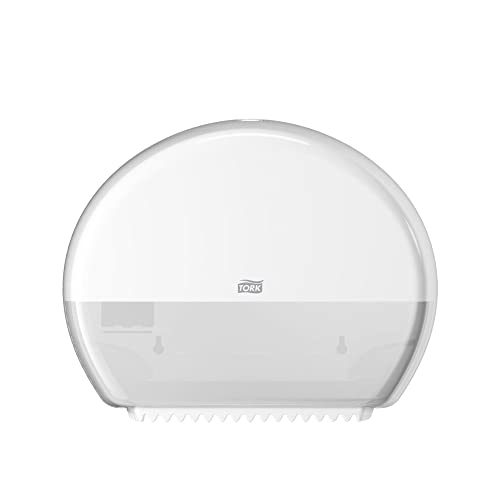Tork 555020A Elevation Mini Jumbo Bath Tissue Roll Dispenser, 10.8" Height x 13.6" Width x 5.2" Depth, White (Case of 1 Dispenser) for use with Tork 11020602, 12024402, 120246 and 12013903