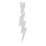 High Polish 925 Sterling Silver Lightning Bolt Charm Pendant Necklace, 20