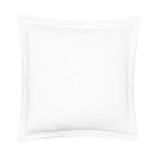 Image of Levtex Home - 100% French Flax Linen - Euro Sham - French Flax Washed Linen - White - Sham Size (26x26in.), No Insert