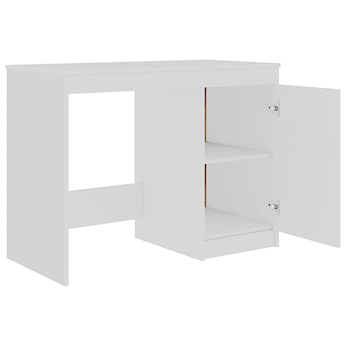 Bureau robuste avec espace de rangement intégré meuble bois blanc 100cm - 6