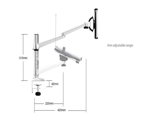 Support double bras OA-9X pour ordinateur portable 10-15" et tablette 7-10" de bureau - 3