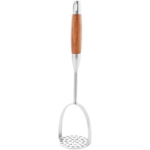 Zilimontt Presse-purée en acier inoxydable 304 pour purée de pommes de terre – Outil de cuisine ergonomique à main avec design de presse-purée lisse, passe au lave-vaisselle, argenté (22 x 5,9 cm