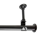 RoomDividersNow 108in-168in Hanging Curtain Rod with Brackets, Black