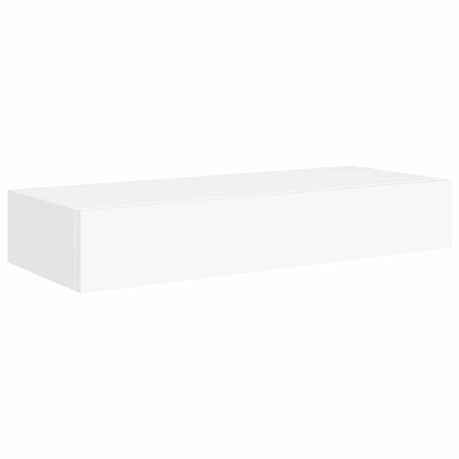 Homgoday Mensola con cassetto da parete in MDF bianco, 60 x 23,5 x 10 cm, mensola da parete galleggiante con cassetti, armadio di stoccaggio, per corridoio, soggiorno, camera da letto, cucina