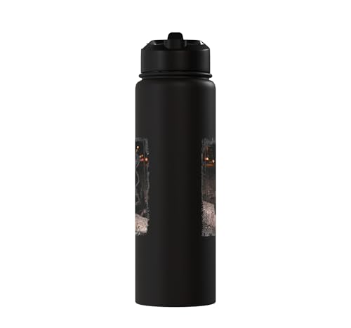 Black Labrador Puppy Sipping Iced Coffee In Sunglasses Stainless Steel Insulated Water Bottle