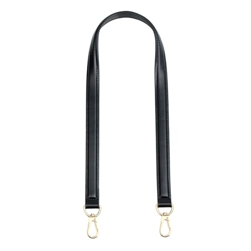 Image of Genuine Vachetta Leather Shoulder Bag Strap Replacement for Graceful Tote Bag(BLACK-Width:0.7in&Length:27.5in)