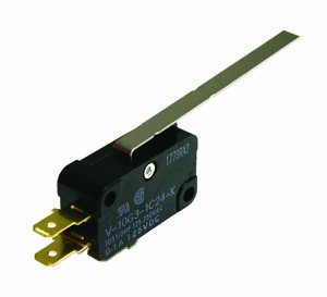 NTE Electronics 54-409 Standard Snap Action Switch, SPDT Circuit, 35 g Operating Force, Long Hinge Lever Actuator, 0.187