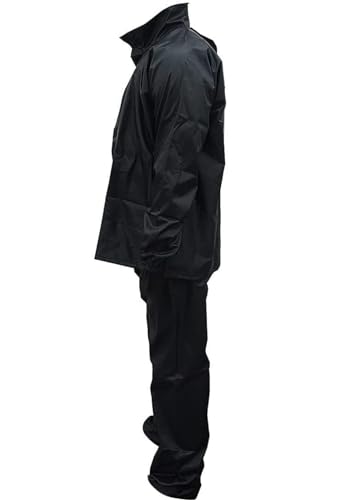 Image of Lightweight Waterproof Raincoat Set of Top & Bottom for Men with hood (Black & Blue)