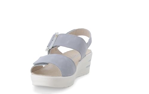 Sandale compensée en daim gris perle 019227q contre les pieds fatigués