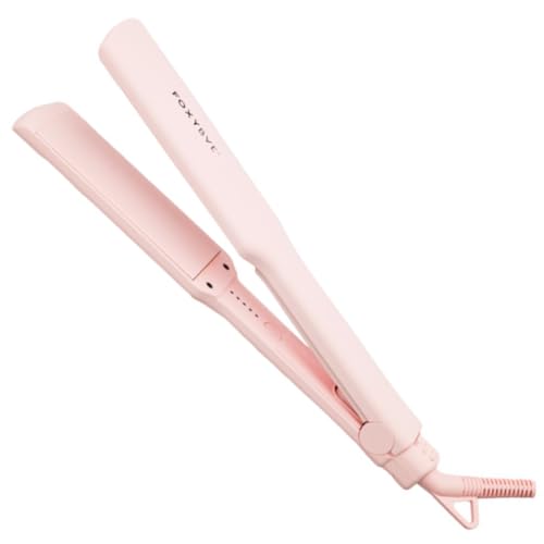 FoxyBae Sleek & Slay 1.75 Wide Plate Ceramic Flat Iron - Blush - Hair Straightener - Portable Professional Hot Tools - Healthy Hair Guaranteed - Dual Voltage - [146W]