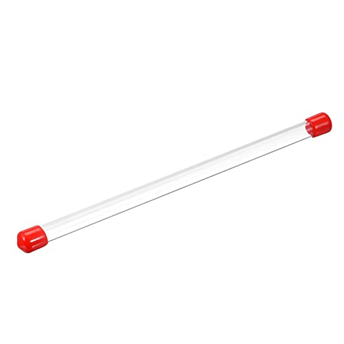 Image of PATIKIL Clear Rigid Tube Round Plastic Tubing with Red Rubber Caps Polycarbonate Water Pipe, 305mm / 12 Inch Length, 6mmx8mm /0.23 inchx0.31 inch, 1 Set