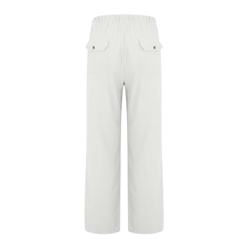 Women's Loose - Fit Linen Pants with Drawstring Waist & Roomy Pockets, Lightweight Design for Casual Lounging and Errands3