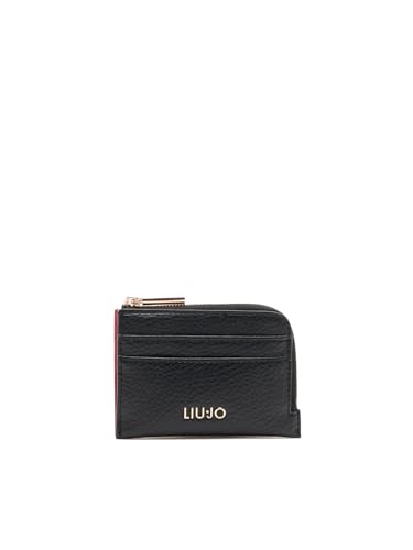 Porte-cartes zippé Liu Jo petit portefeuille femme noir avec fermeture éclair 22222