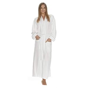 Boca Terry Womens Bath Robe, Soft Waffle Knit Robe, Long White Hotel Spa Robes
