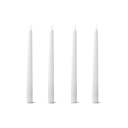 CANDLESEE White 10-Inch Taper Candles: Unscented Smokeless Dripless Candlesticks with 7-8 Hours Burning Time (4/12/24/36/48 Pack)Paraffin Wax Ideal for Holiday, Wedding, Dinner, Christmas, Home Decor