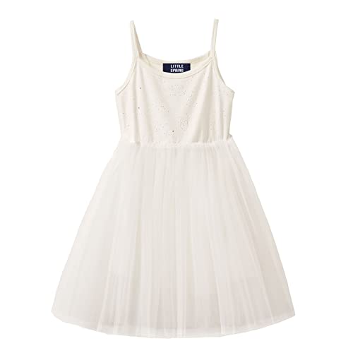 LittleSpring Girls Sleeveless Spaghetti Strap Sparkly Tulle Dress