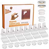 happy-100 Cabinet Locks Child Safety, Baby Proofing Magnetic Drawer Locks,10 Locks + 2 Key with 8 Safety Corner Protectors-No Tools Or Screws Needed(White)