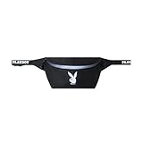 Playboy Classic Fanny Pack with Rabbit Head Logo, Adjustable Waist Belt 14–47 in, 210D Polyester Travel Waist Bag, Black Unisex Hip Pack Black