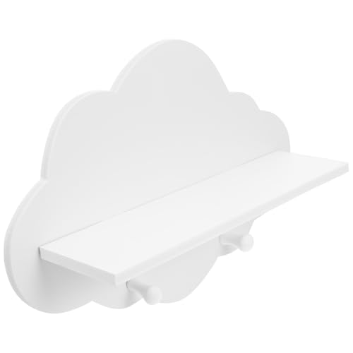 MINAOLULUS Estante Flotante de Pared sin Perforaciones en Madera Maciza Forma de Nube, Tamaño Pequeño, Color Claro, para Decoración y Almacenamiento en Sala, Dormitorio y Cocina