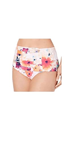 Calvin Klein Women’s Floral-Print Pleated High-Waist Bikini Bottoms Rosebud Medium Raspberry #TOP26