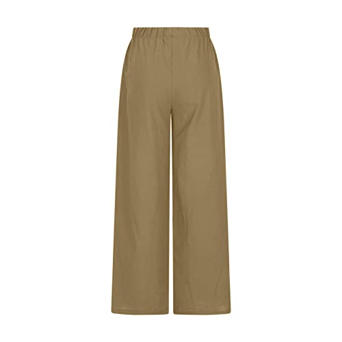 MINzYI Womens Linen Wide Leg Pants Drawstring Elastic Waist Palazzo Pant Summer Casual Lightweight Beach Trousers with Pocket4