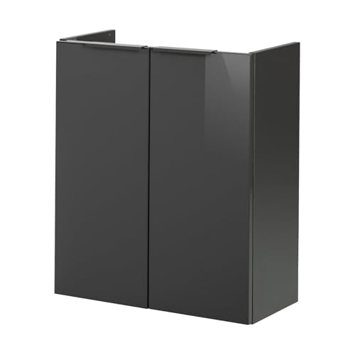 FACKELMANN Luna Waschbeckenunterschrank schmal – Unterschrank für Waschtisch im Gäste-WC (52 cm x 60 cm x 24 cm) – 2 Türen – SBC Badezimmerschrank hängend in Anthrazit/Schwarz FACKELMANN Luna Waschbeckenunterschrank schmal – Unterschrank für Waschtisch im Gäste-WC (52 cm x 60 cm x 24 cm) – 2 Türen – SBC Badezimmerschrank hängend in Anthrazit/Schwarz