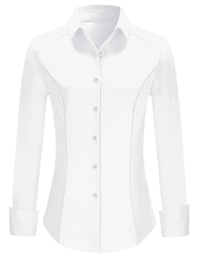 Rapbin Button Down Shirts for Women Long Sleeve Wrinkle Free Dress Shirts Casual Collared Blouses Business Work Tops2