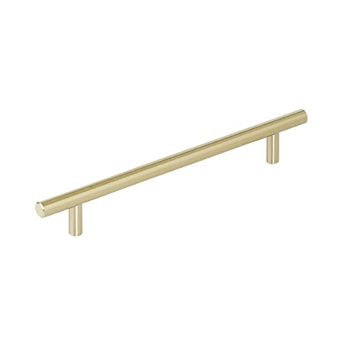 Image of Amerock Bar Pulls 7 in (178 mm) Center-to-Center Golden Champagne Cabinet Pull - (10 Pack) | 7 inch (178mm) Center-to-Center Mounting Distance and 9-3 /8 inches Overall Length, Durable Carbon Steel Cabinet Hardware