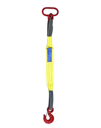 Qwork Lifting Slings Web Sling, 3.3 Ft Heavy Duty Single Leg Wire Rope, 6600Lbs Polyester Lifting Sling With G80 Steel Hook, 1 Pack #TOP1