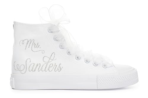 Personalized Sneakers for Bride – Custom Wedding Shoes with Name – Handmade White Bridal Footwear – Comfortable Flat Sneakers for Wedding Day2