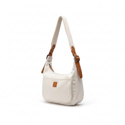 Image of Stylish Canvas Tote Bags Shoulder Bag for Women |Hobo Handbag with Adjustable Strap | Trendy Daily Use Collage Purse for Girls & Ladies-White