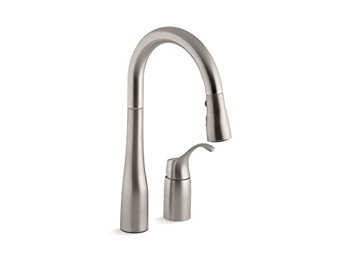 KOHLER 649-VS Simplice Pull-Down Bar Sink Faucet, Prep Sink Faucet, Kitchen Sink Faucet with Pull Down Sprayer, Vibrant Stainless #1