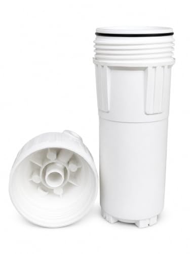 Image of Parijata 10 inch Heavy Quality White Pre-Filter Housing with Spun PP Filter, Clamp & Elbow Connector 1 /4 inch for ro Water Purifier, 5 Micron Sediment Filter (White Prefilter+Spun Filter 128gm)