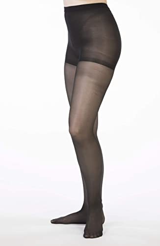 Image of Allegro Women's Sheer Compression Pantyhose 20-30 mmHg Firm Support Hosiery | Light control top with double plush waistband and reciprocated heel plus balloon toe and ventilated crotch for daily comfort.