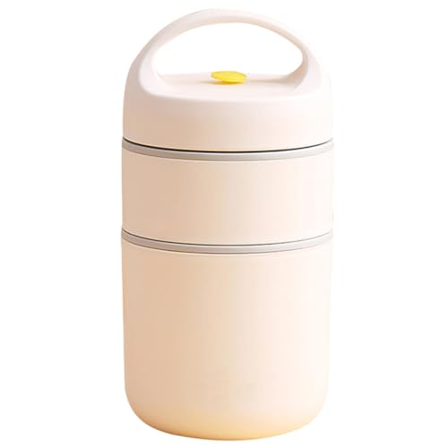 保温弁当箱 断熱ランチポット 2段 スープジャーステンレス鋼 保温ランチジャー 保冷 ランチポット お粥カップ ポータブル朝食カップ (ホワイト)