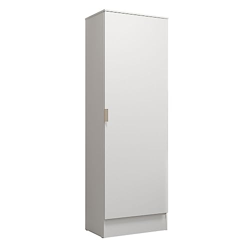 Image of Madesa Storage Cabinet, 1 Door, 5 Utility Shelves, Wooden Organisation Unit, White, 60 cm Width, for Bedroom Office, Laundry Room, Kitchen, Garage