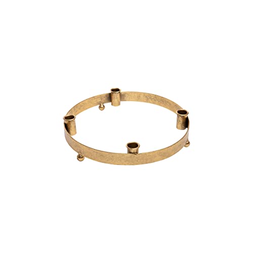 PARTS4LIVING Metall Ring mit 4 Kerzenhaltern für Stabkerzen Kerzenständer Kerzenleuchter Adventskranz rund Gold 30x6 cm Cover