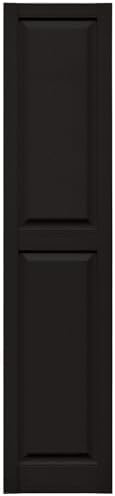 Mid America Raised Panel Vinyl Shutters (1 Pair) - 14.75 x 67 002 Black - Decorative Window Shutters with Mounting Hardware - Injection Molded Fade Resistant Vinyl - Williamsburg Style