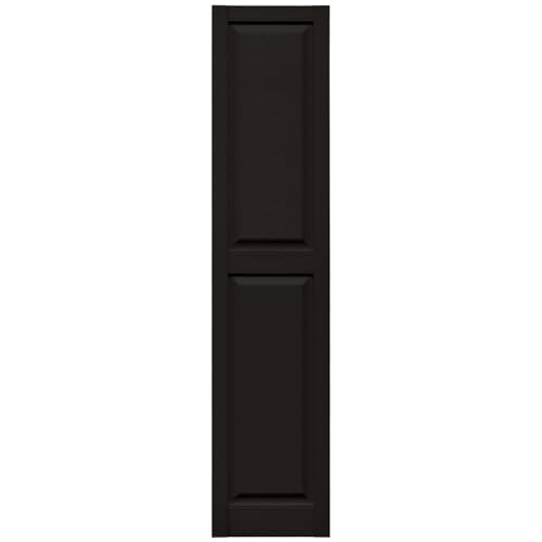Mid America Raised Panel Vinyl Shutters (1 Pair) - 14.75 x 67 002 Black - Decorative Window Shutters with Mounting Hardware - Injection Molded Fade Resistant Vinyl - Williamsburg Style