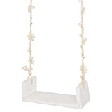 Gogogmee 新生児写真撮影用木製スイングプロップ 花飾り付きマルデザイン おしゃれで耐久性のある多用途ベビーフォト小道具