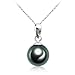 Produktbild VIKI LYNN Halskette mit Ketten-Anhänger Schwarze Tahiti Perle 9-10 mm 925 Sterlingsilber Geschenke für Damen
