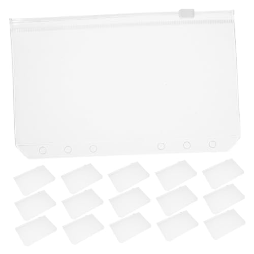 ledmomo 20個対応バインダー用透明ポケットスリーブ ファスナー付き多機能収納袋 名刺 予算管理 現封筒に