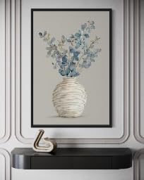 Toile florale bleue pour décoration de salle à manger moderne style ferme
