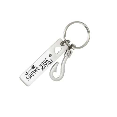 DIKACA Llaveros Creativos de Acero Inoxidable con Diseño de Anzuelo de Pesca Colgante Inspirador Resistente y Decorativo para Organizar Llaves y Adornar Mochilas o Bolsos