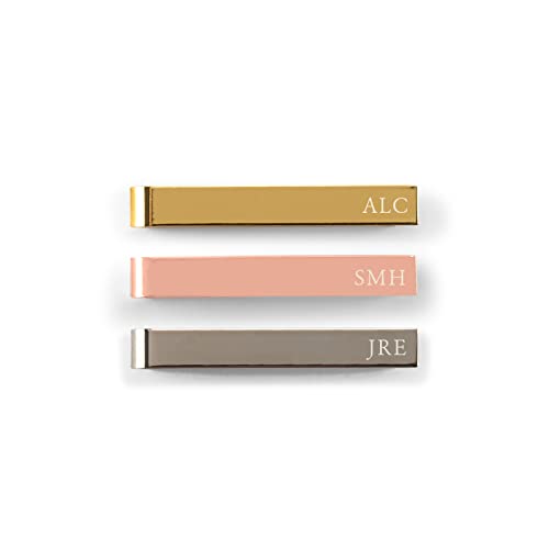 Weddingstar Men's Custom Engraved Stainless Steel Silver Tie Bar - Serif Monogram #TOP3