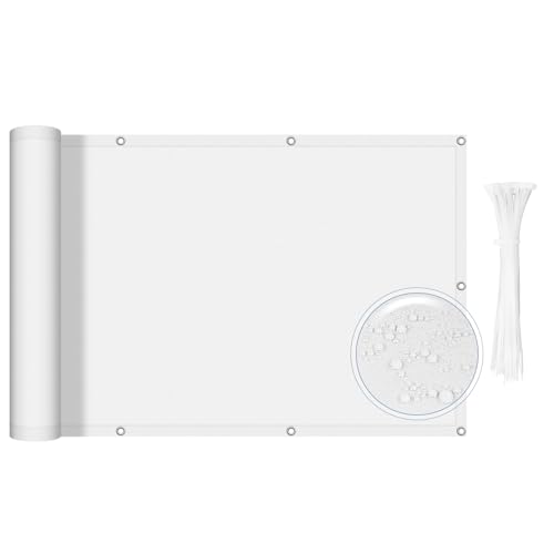 Listado de Departamento de blancos para comprar hoy. 44 SUNLAX - visualización de privacidad impermeable para balcón, 3.3 x 19.7 pies, cubierta de valla blanca, 100% poliéster, protección UV para patio, departamento, cubierta,...