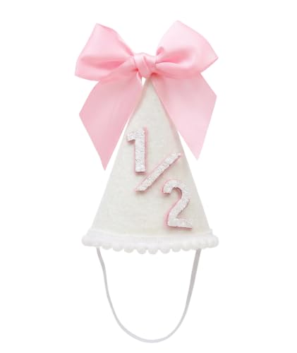 Image of piercing Half Birthday Decoration for kids, 1 /2 Birthday Decorations for kids, Half Way to One Decoration, Half Birthday Cap, Adorable Party Hat Milestone, Great for Photo Shoots