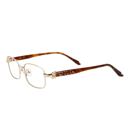 TIJN Blue Light Blocking Glasses for Woman Men, Square Acetate Metal Frame Eye Glasses for Cosplay & Anime Girl, Rin