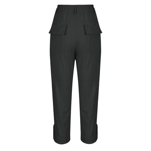 Pants for Women Wide Leg Elastic High Waist Loose Comfy Trousers 2025 Solid Color Casual Work Clothes with Pockets4