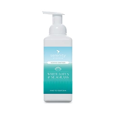 Serenity Hygiene Antibacterial/Antiviral Hand Sanitiser - White Lotus and Seagrass Scent - Skin Safe Alcohol Free Formula - UK Manufactured & Independently Tested - 500ml Cover